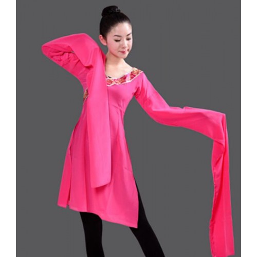 Chinese Hanfu chinese classical fairy dance waterfall long-sleeved tops Han and Tang practice clothes  classical dance performance clothing